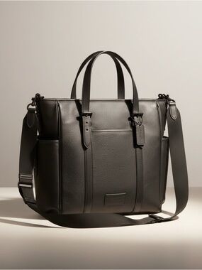 Coach Sprint Leather Work Tote Black Laptop Crossbody Bag CR324 NWT